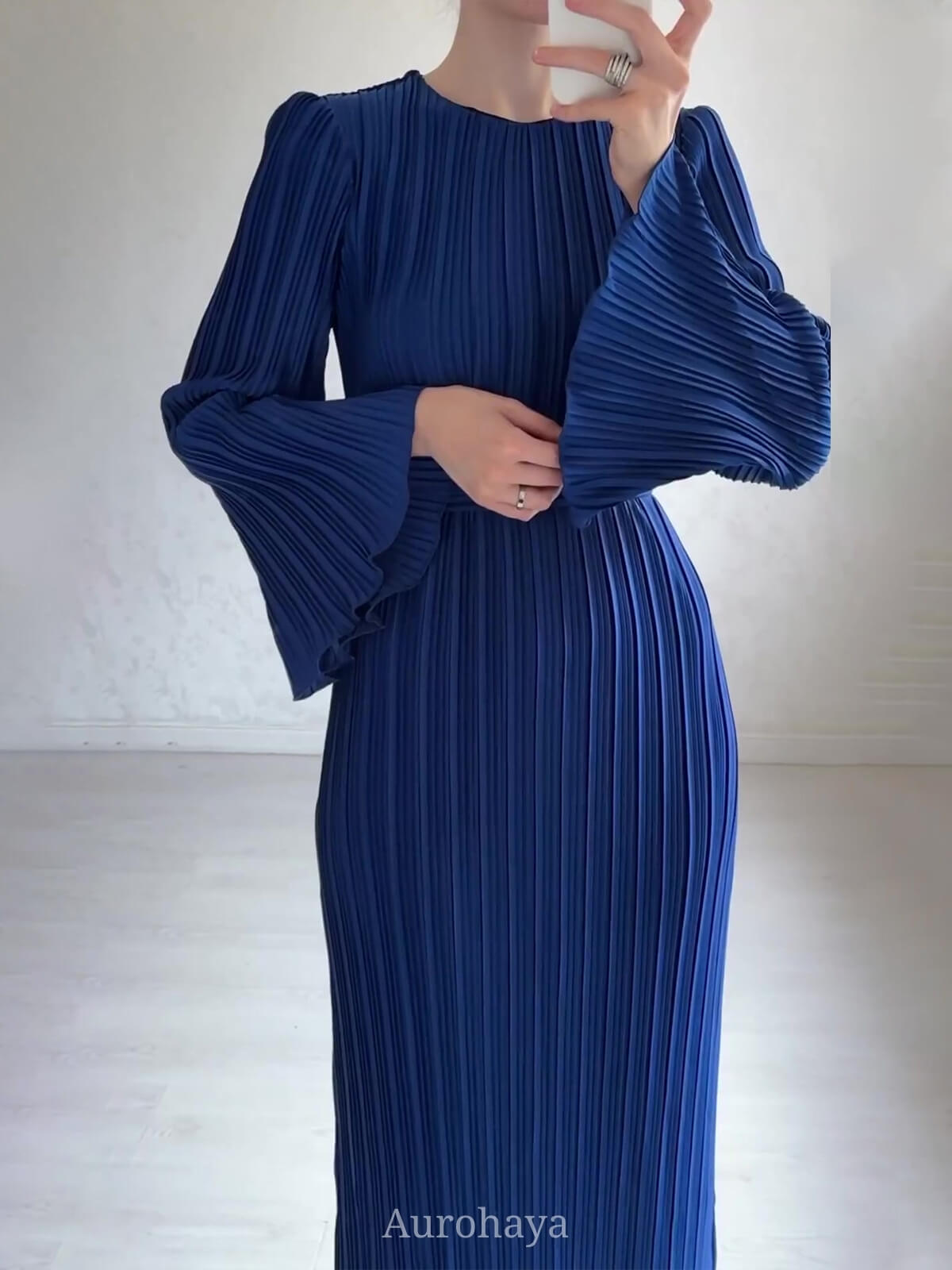 Pleated Bell Cuffs Bell Cuffs Maxi Dress