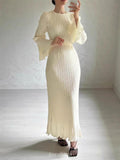 Pleated Bell Cuffs Bell Cuffs Maxi Dress