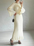 Pleated Bell Cuffs Bell Cuffs Maxi Dress
