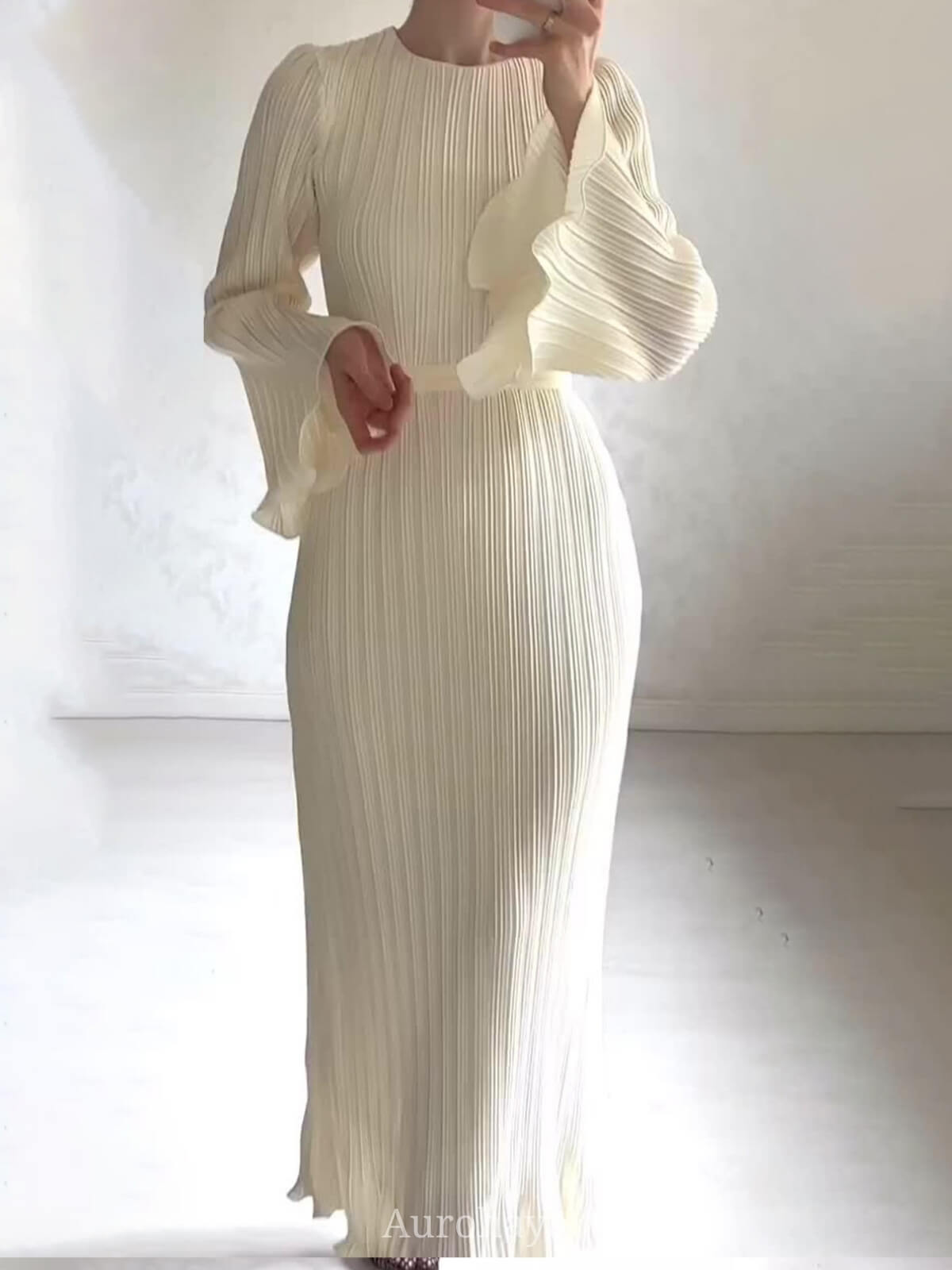 Pleated Bell Cuffs Bell Cuffs Maxi Dress
