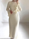 Pleated Bell Cuffs Bell Cuffs Maxi Dress