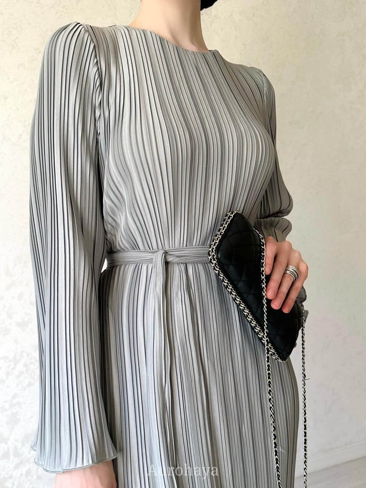 Pleated Bell Cuffs Bell Cuffs Maxi Dress