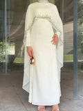Luxury Beaded Cape Maxi Dress