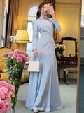 Square-Neck Scarf Included Mermaid Maxi Dress
