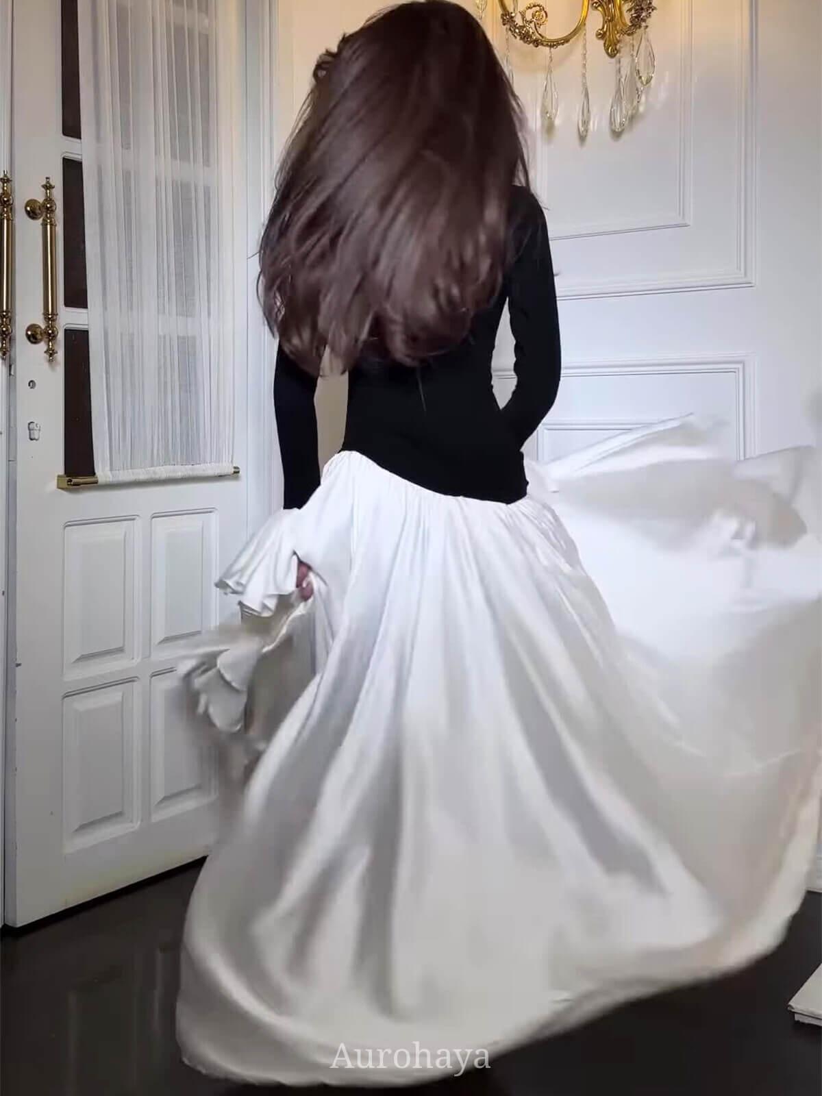 Aurohaya Round Neck Long Bell Sleeve Maxi Dress