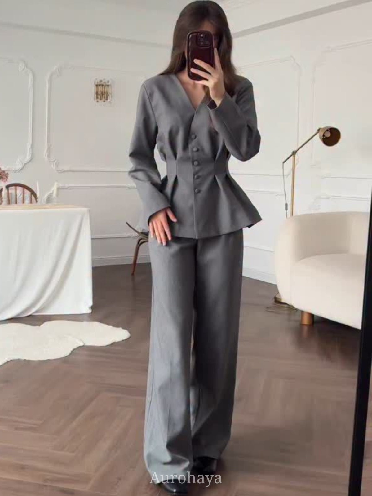 Long Sleeve Button-Front Maxi Dress 2-Piece Set