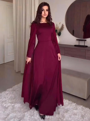 Aurohaya Burgundy Cape Long Sleeve Maxi Dress Red