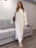 Cozy Knit Crew Neck Long Sleeve Loose Fit Dress