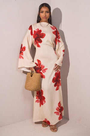 Aurohaya Modest Floral Maxi Dress – Solena