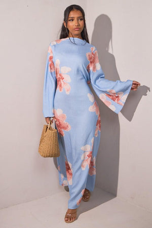 Aurohaya Modest Floral Maxi Dress – Solena