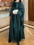 Satin Butterfly Open Abaya With Inner Dress 2-Piece Set