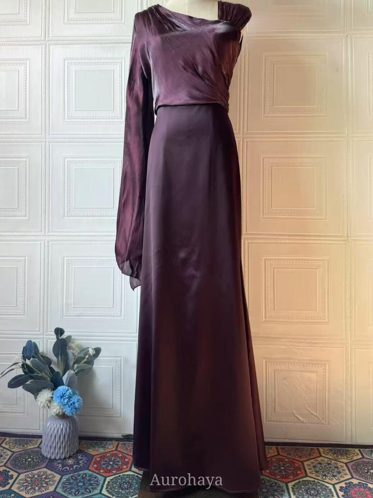 One-Shoulder Long-Sleeve Slim-Fit Maxi Dress