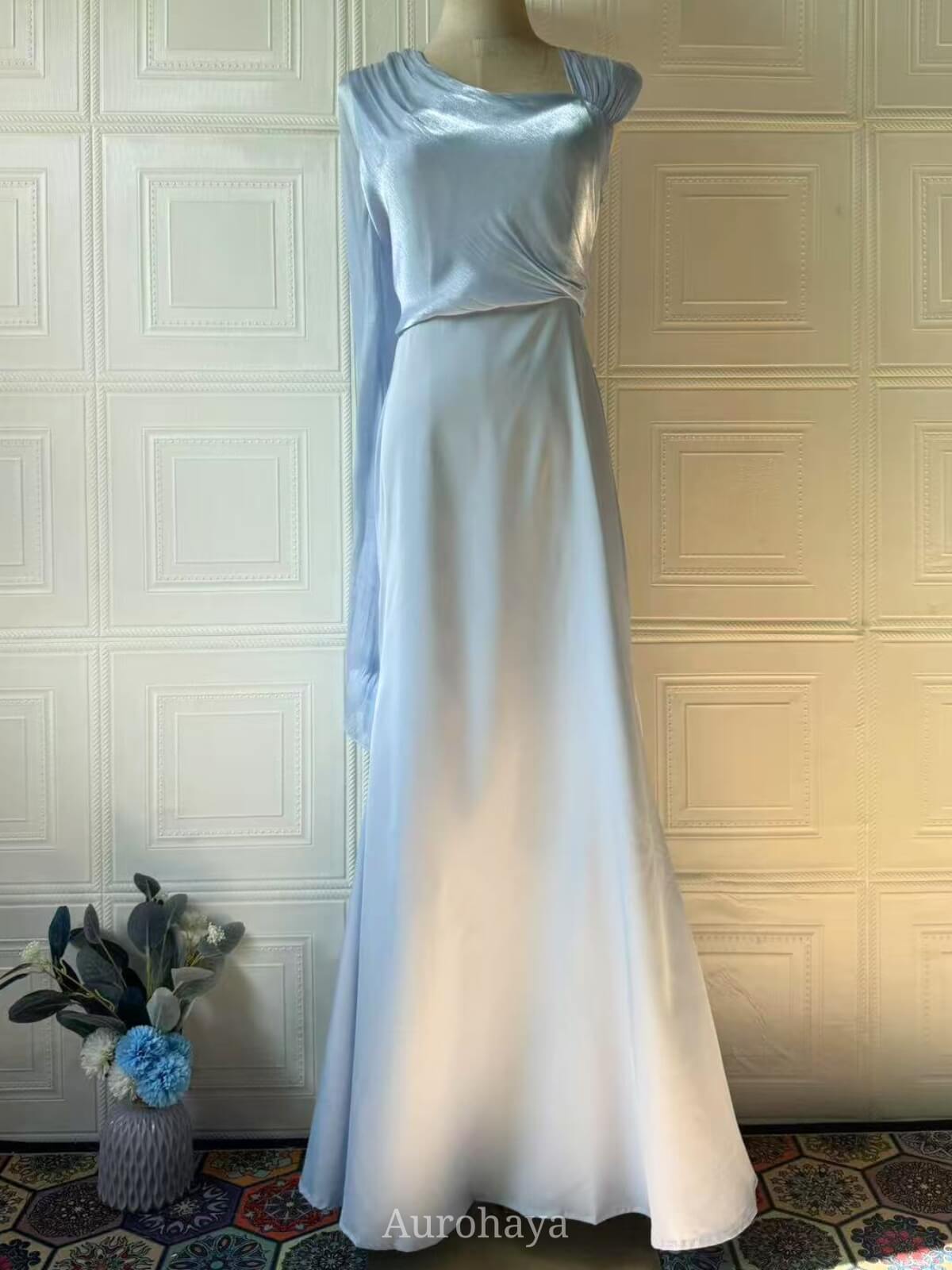 One-Shoulder Long-Sleeve Slim-Fit Maxi Dress