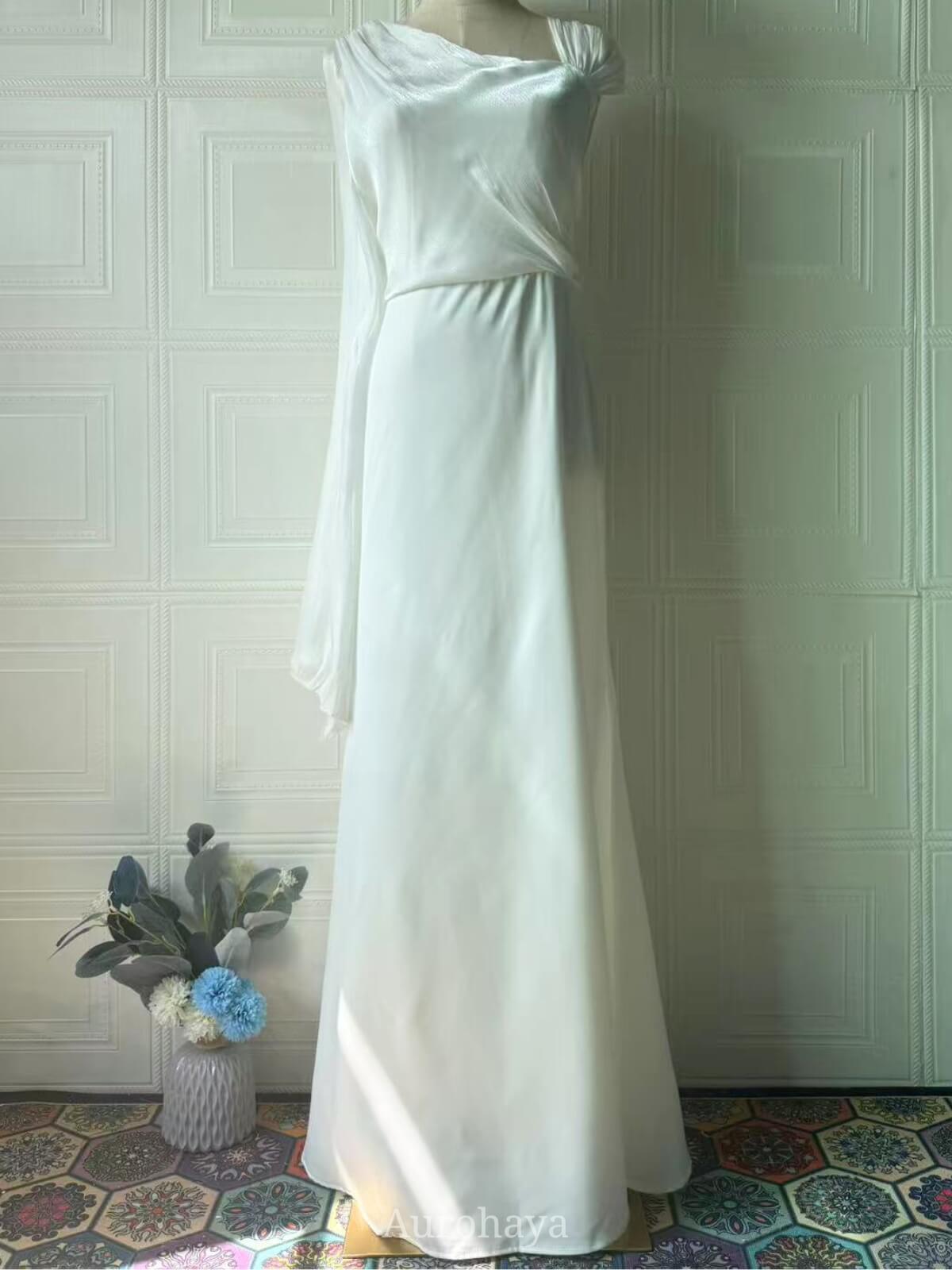 One-Shoulder Long-Sleeve Slim-Fit Maxi Dress