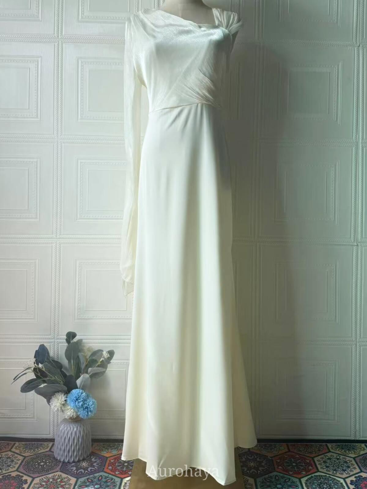 One-Shoulder Long-Sleeve Slim-Fit Maxi Dress