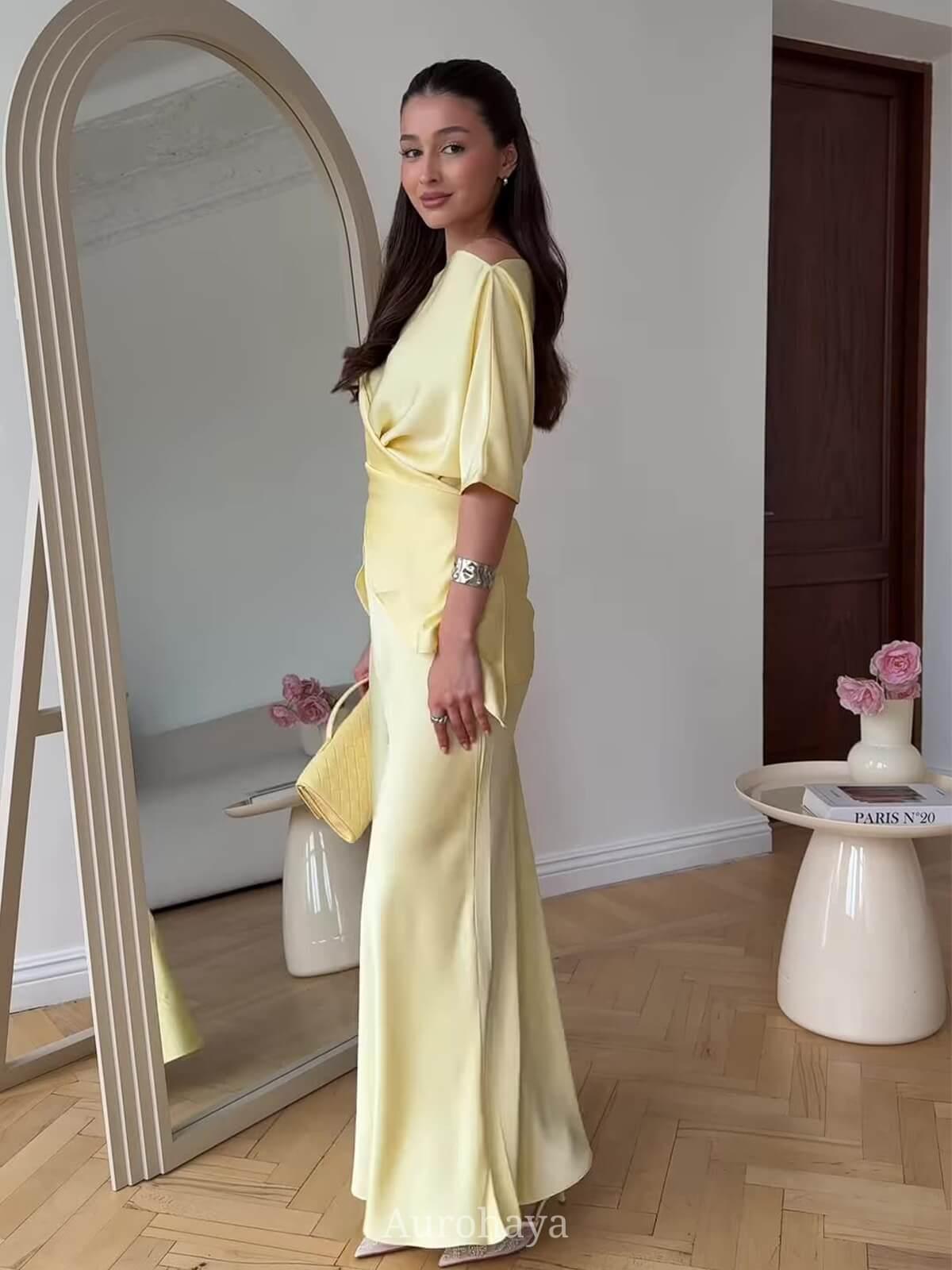 Aurohaya Satin Lace-Up Slit-Back Top & Flare Maxi Skirt Set