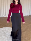 Satin Floral Slim-Fit Colorblock Maxi Dress