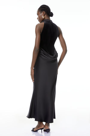 Aurohaya Ecaterina Black Bow Detail Corset Maxi Dress