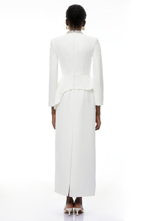 Aurohaya Eleri White Beaded Maxi Dress