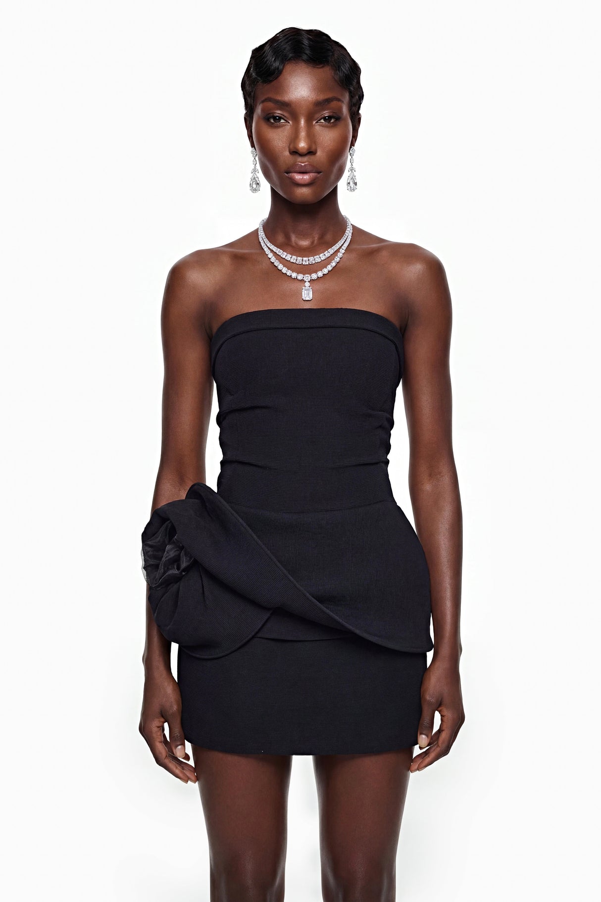 Aurohaya Elsie Black Off Shoulder Corset Mini Dress