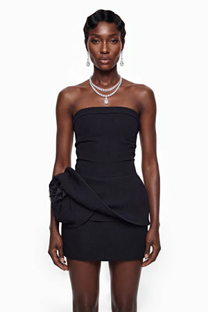 Aurohaya Elsie Black Off Shoulder Corset Mini Dress