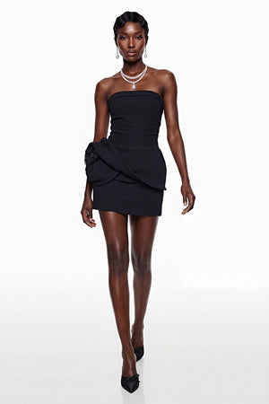 Aurohaya Elsie Black Off Shoulder Corset Mini Dress