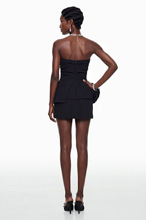 Aurohaya Elsie Black Off Shoulder Corset Mini Dress