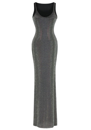 Crystal Embellished Maxi Dress Black