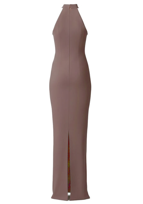 Embellished Mesh Insert Maxi Dress Brown