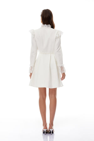Aurohaya Embla White Lace Trim Mini Dress