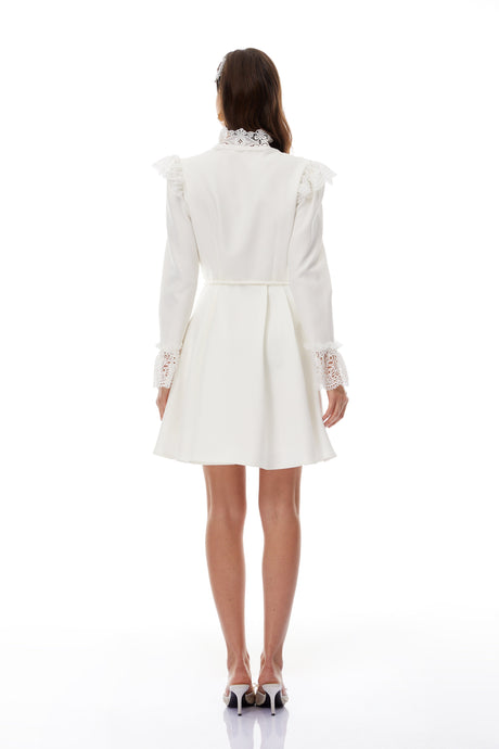 Aurohaya Embla White Lace Trim Mini Dress