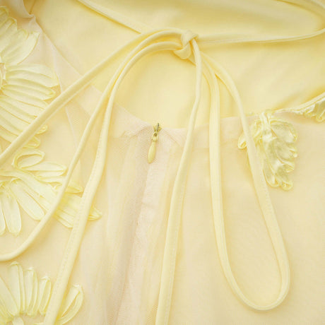 Aurohaya Émeline Floral Appliqué Corset Maxi Dress