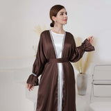 Breathable Abayas With Lining Robes And Belt 2-Piece Set
