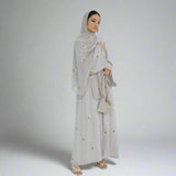 Floral Embroidery Abayas with Hijab 2-Piece Set