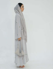Floral Embroidery Abayas with Hijab 2-Piece Set