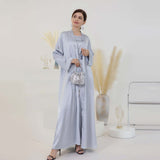 Luxury Solid Color Beaded Abayas 2-Piece Set