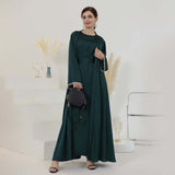 Luxury Solid Color Beaded Abayas 2-Piece Set