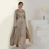 Luxury Solid Color Beaded Abayas 2-Piece Set