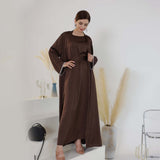 Luxury Solid Color Beaded Abayas 2-Piece Set