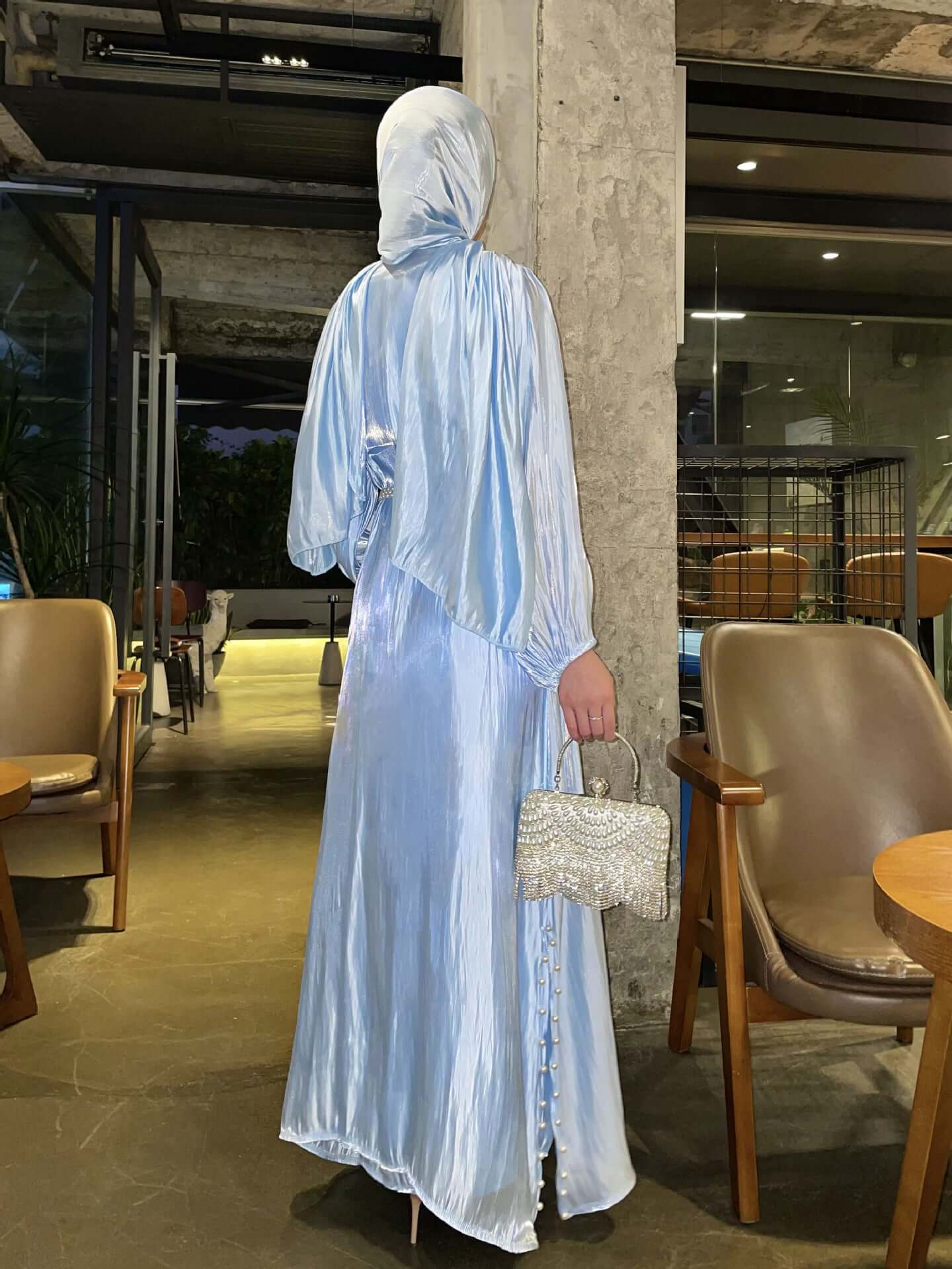 Luxury Elegant Pearl Abaya 5-Piece Set