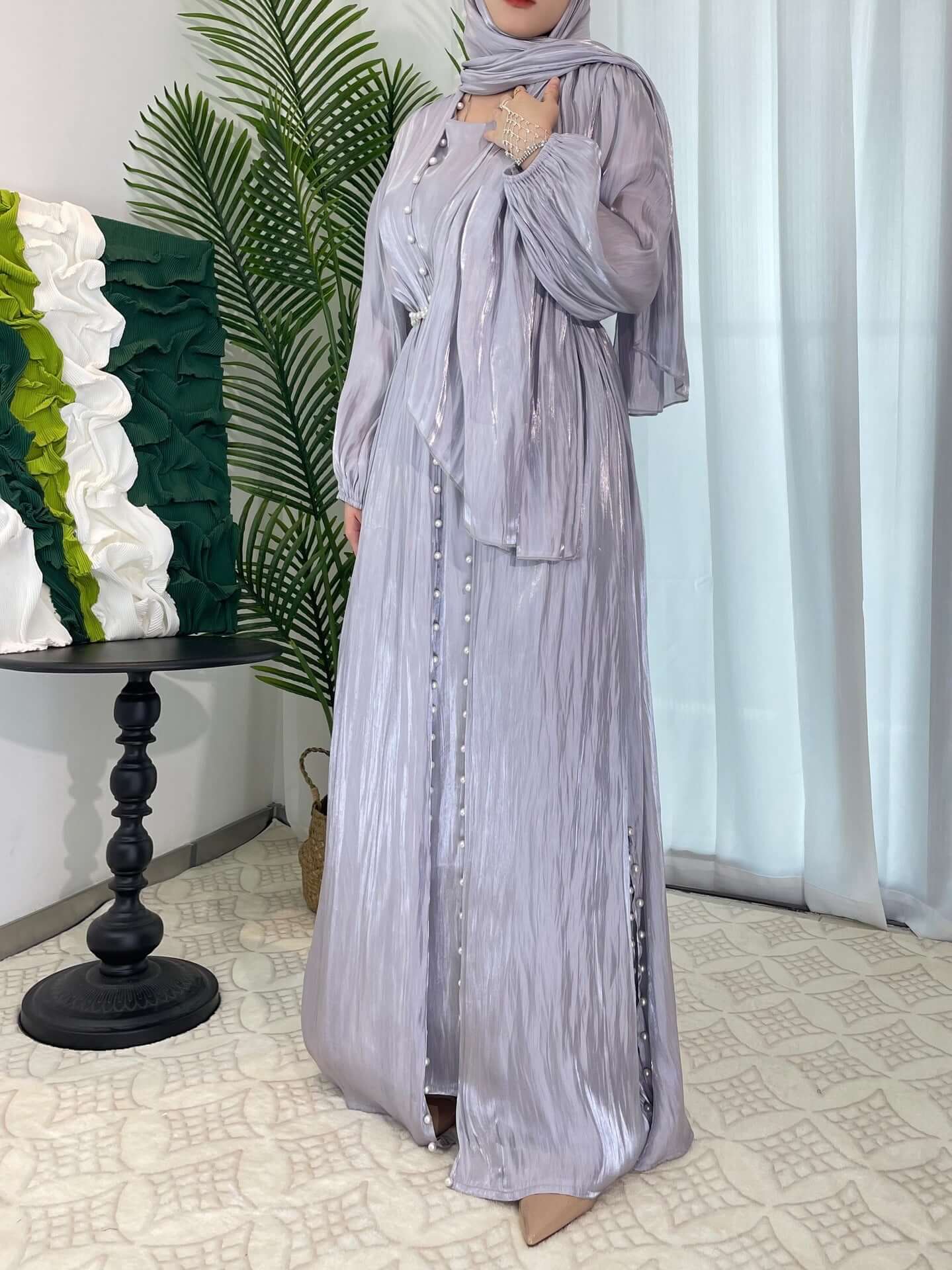 Luxury Elegant Pearl Abaya 5-Piece Set