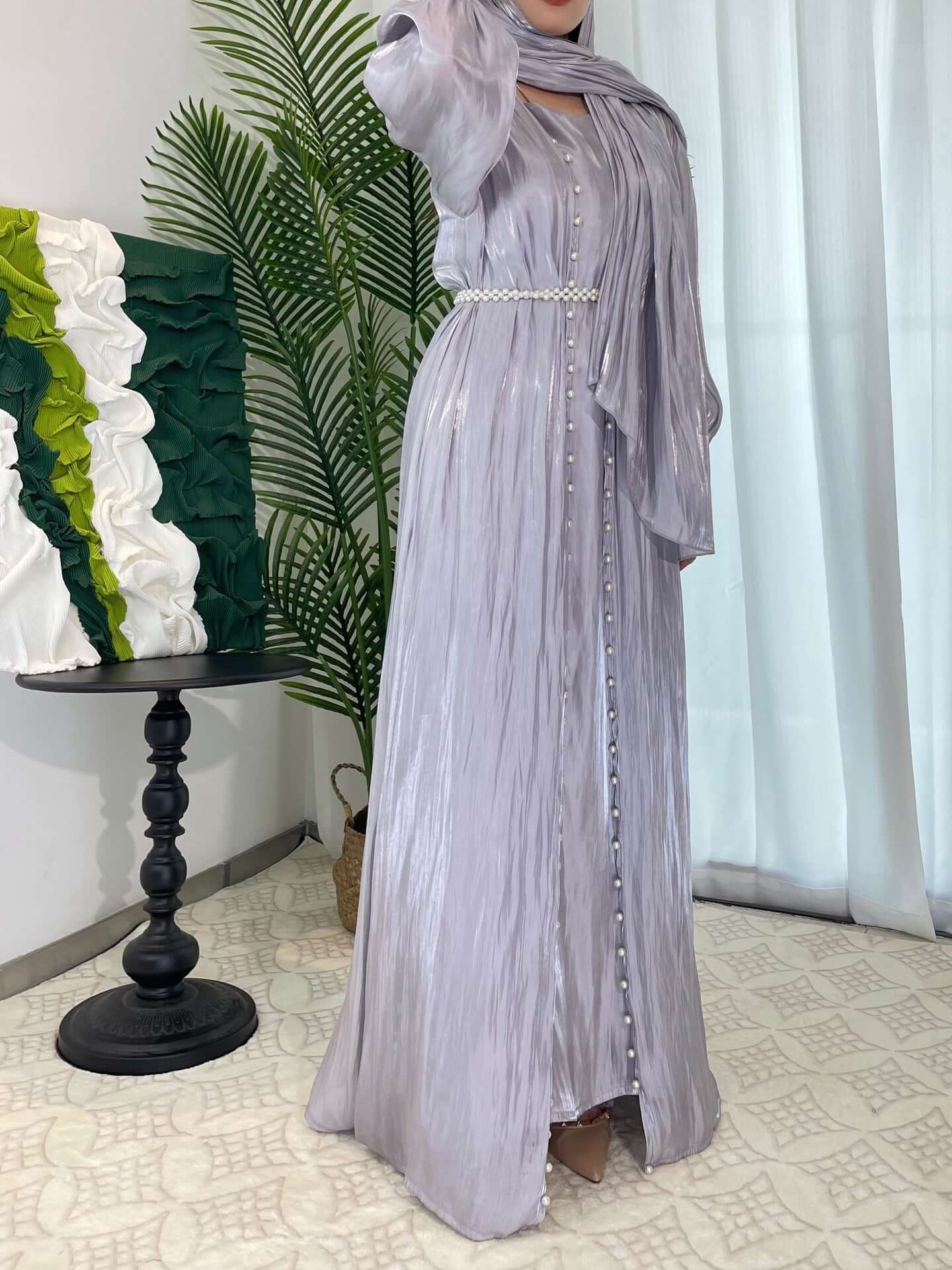 Luxury Elegant Pearl Abaya 5-Piece Set
