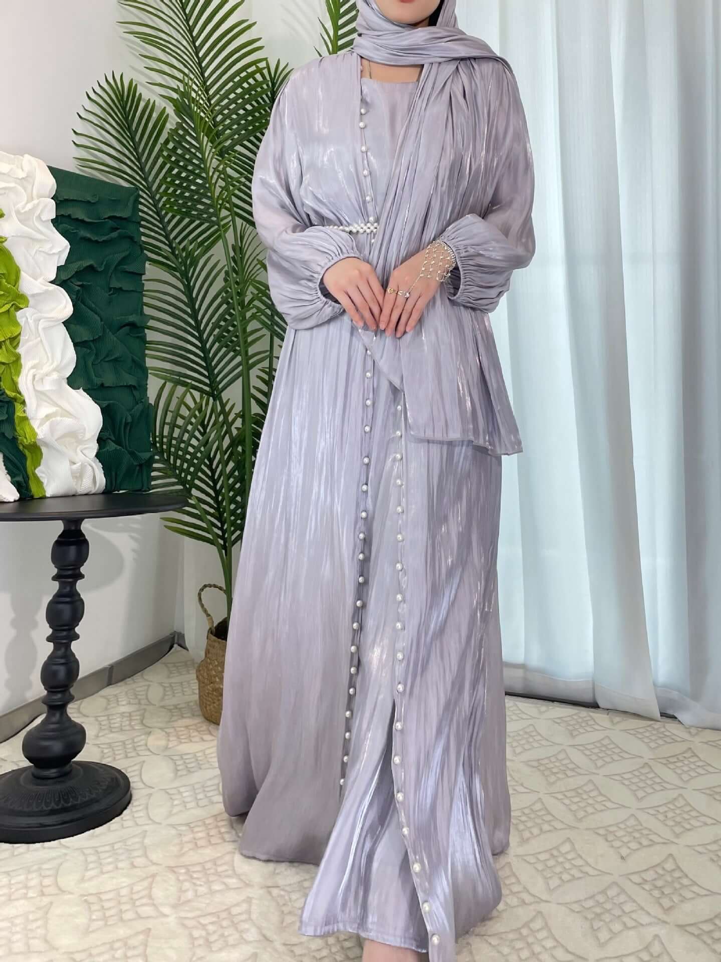 Luxury Elegant Pearl Abaya 5-Piece Set