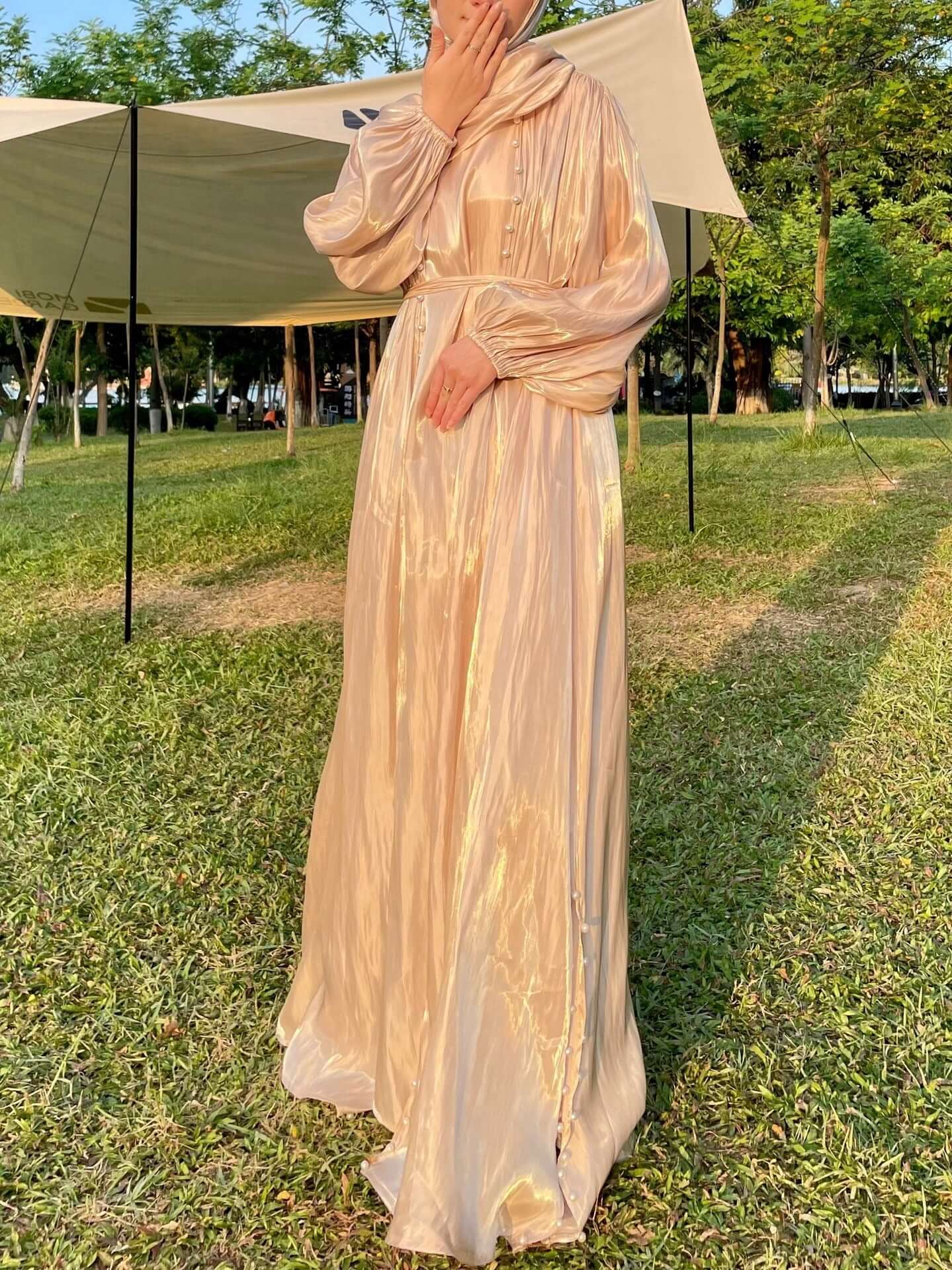 Luxury Elegant Pearl Abaya 5-Piece Set