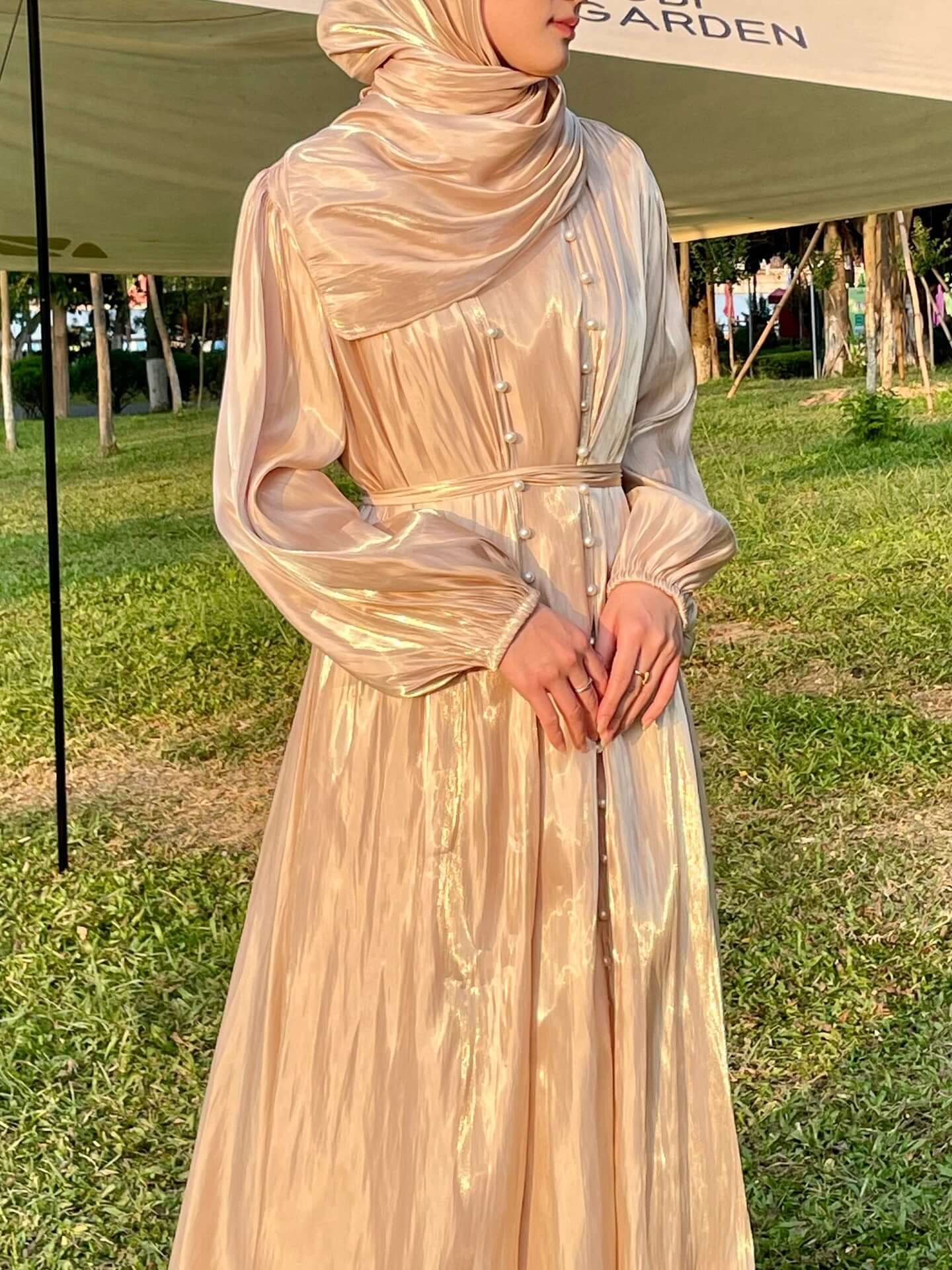Luxury Elegant Pearl Abaya 5-Piece Set