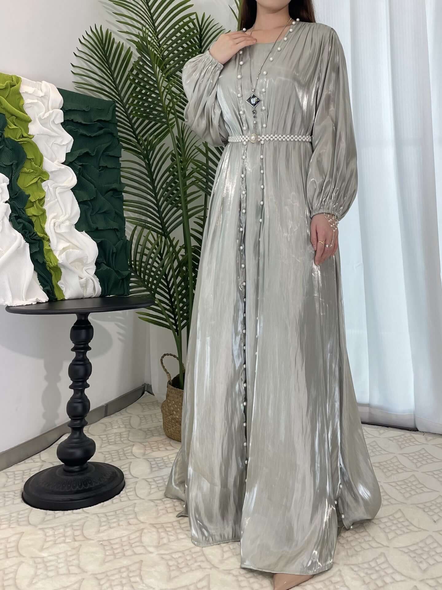 Luxury Elegant Pearl Abaya 5-Piece Set