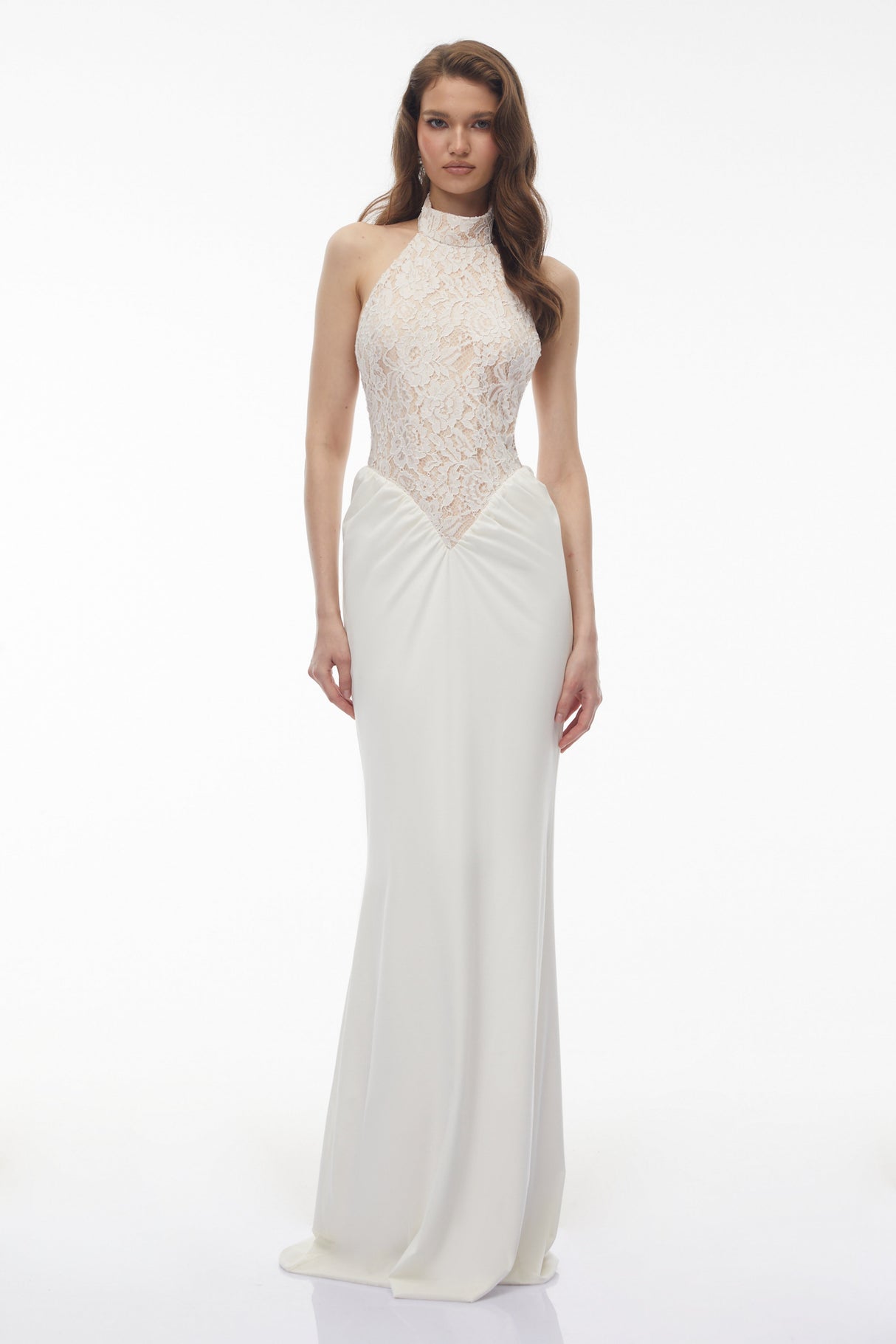 Aurohaya Filomena White Floral Lace Maxi Dress