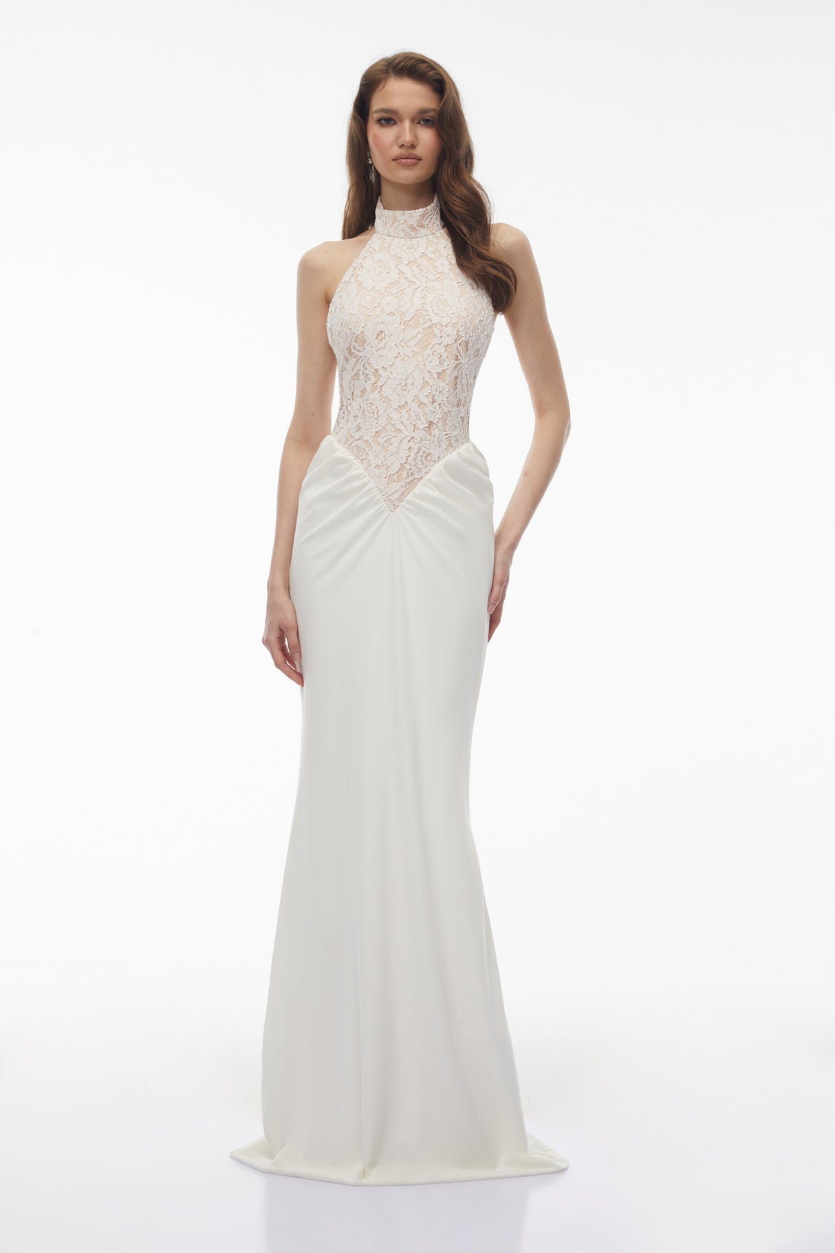 Aurohaya Filomena White Floral Lace Maxi Dress