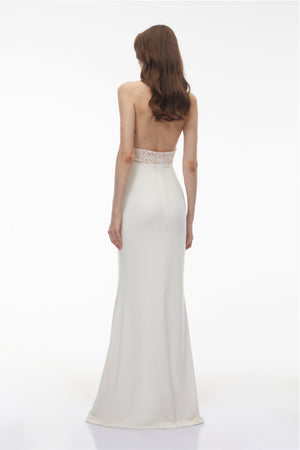 Aurohaya Filomena White Floral Lace Maxi Dress