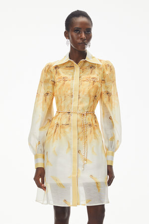 Aurohaya Filomena Yellow Ombre Embellished Mini Dress